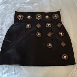 Stefano De Lellis Embellished Black Leather Skirt